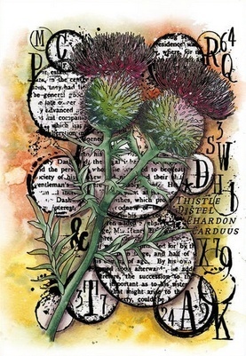 Studio Light Clear - Thistle Flower Grunge Stamps