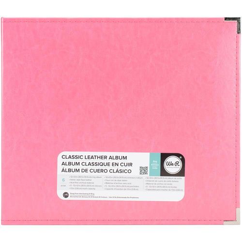 We R Classic Leather D-Ring Album 12"X12" - strawberry