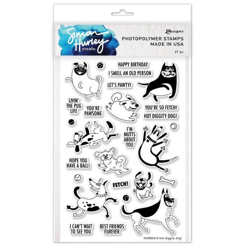 Simon Hurley create. Clear Stamps 6"X9" - Hot Diggity Dog