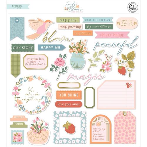 Pinkfresh Cardstock Die-Cuts Ephemera Pack - Lovely Blooms