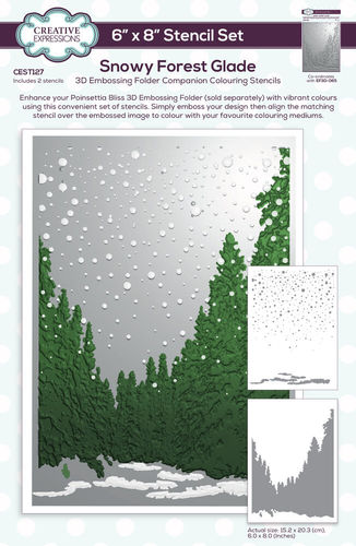 Creative Expressions Companion Colouring Stencil - Snowy Forest Glade