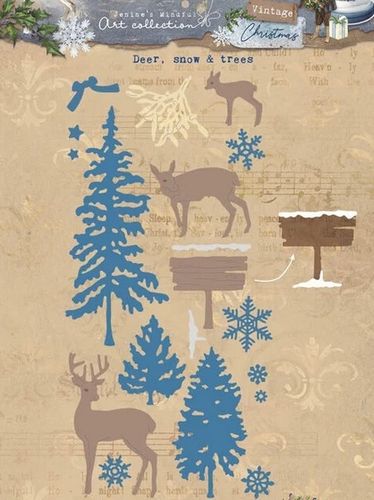 Stanzschablone Vintage Christmas - Deer, Snow & Trees