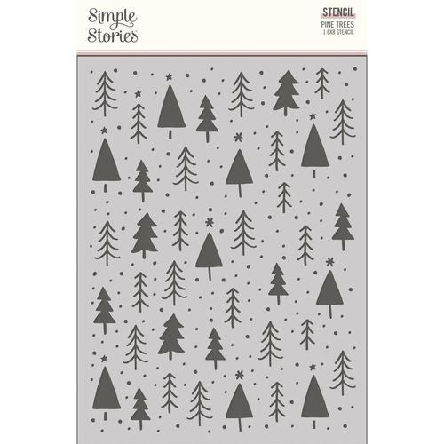Simple Vintage Boho Christmas Stencil 6"X8" - Pine Trees