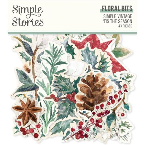 Simple Vintage 'Tis The Season Bits & Pieces Die-Cuts - Floral