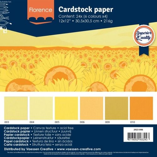 Florence Textured Cardstock Pack 12"X12" - Gelb / Orange