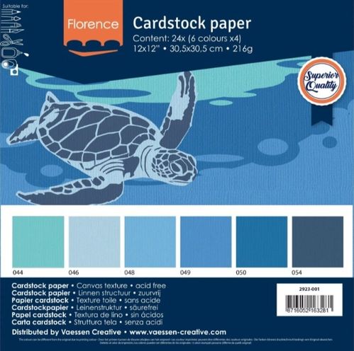 Florence Textured Cardstock Pack 12"X12" - Blautöne
