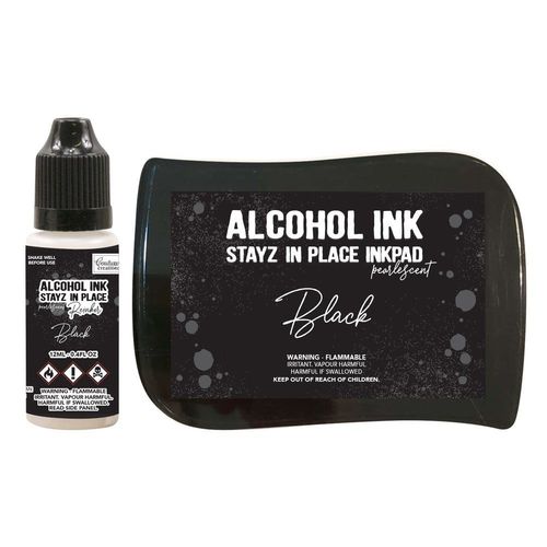 Stayz in Place Alcohol Ink Pearlescent Jet Black Pad+Reinker