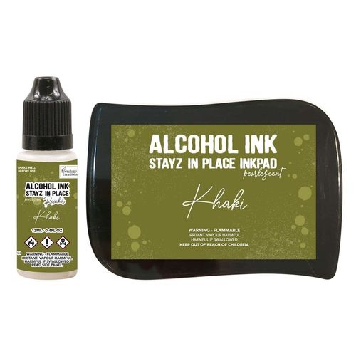 Stayz in Place Alcohol Ink Pearlescent Khaki Pad+Reinker
