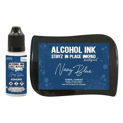 Stayz in Place Alcohol Ink Pearlescent Navy Blue Pad+Reinker
