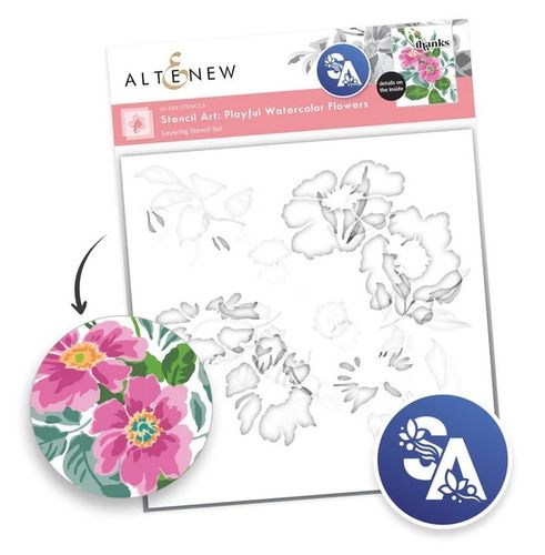 Playful Watercolor Flowers Layering Stencil Set (6 in 1)