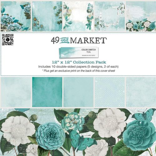 49 And Market Collection Paper Pack 12"x12" - Color Swatch: Teal