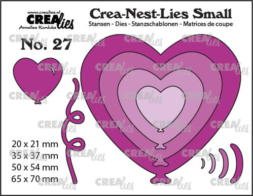 Crealies - Stanzschablone No. 27 Heart Balloons