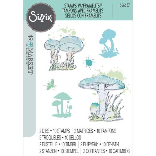 Sizzix Framelits Die Set with Stamps - Painted Pencil Mushrooms (by 49 & Market)